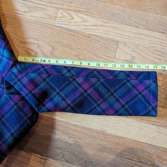 Talbots Size 10 Magenta, Green, & Blue Plaid Wool Blend Blazer Jacket - Picture 8 of 9